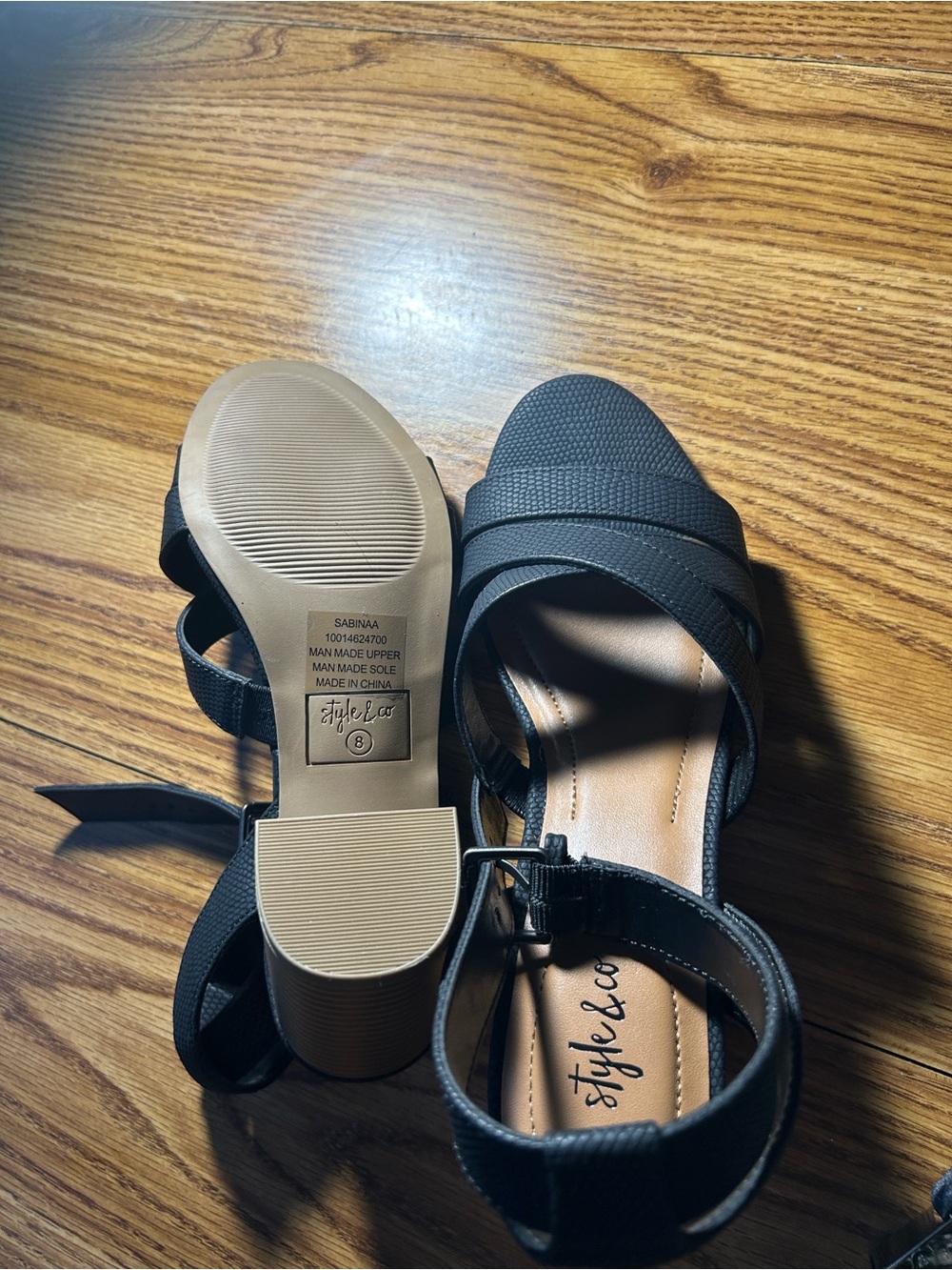 Style & Co. Black Strappy Block Heel Sandals